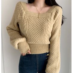 HW Studio - Puff-Sleeve Cable Knit Sweater HW Studio - Puff-Sleeve Cable Knit Sweater