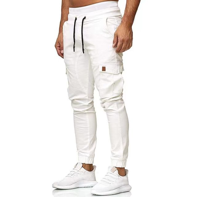 YIKES-Drawstring Waist Plain Cropped Tapered Cargo Pants