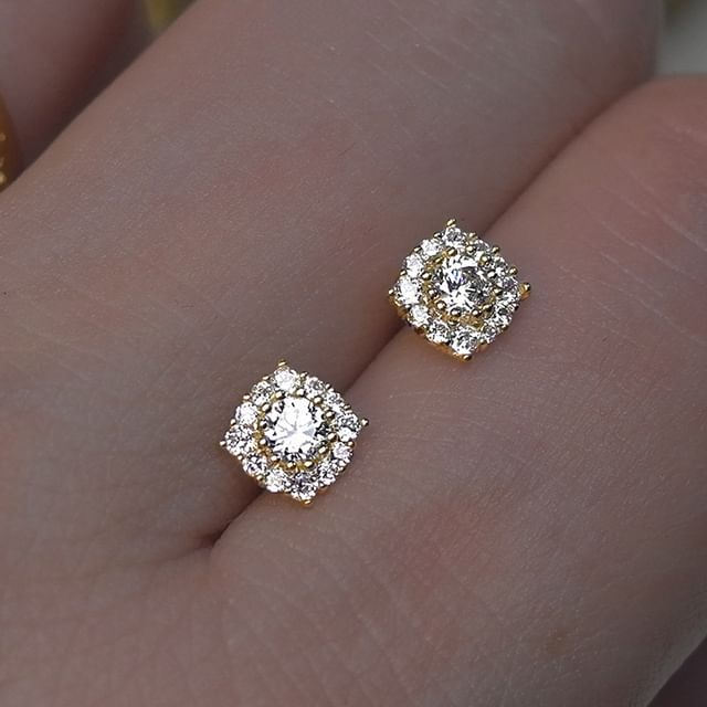 Seirios-Square Rhinestone Alloy Stud Earring