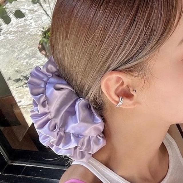 Seirios-Plain Ruffle Satin Scrunchie