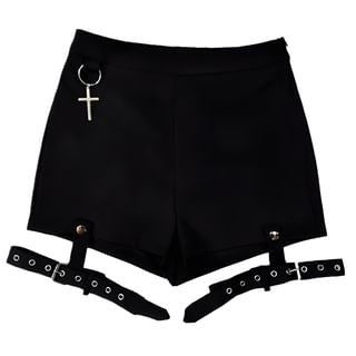 Miu B - Cross Accent Shorts With Detachable Garter Straps