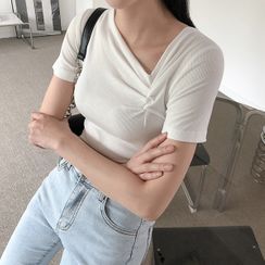 NAIN - Asymmetric-Neck Shirred Top NAIN - Asymmetric-Neck Shirred Top