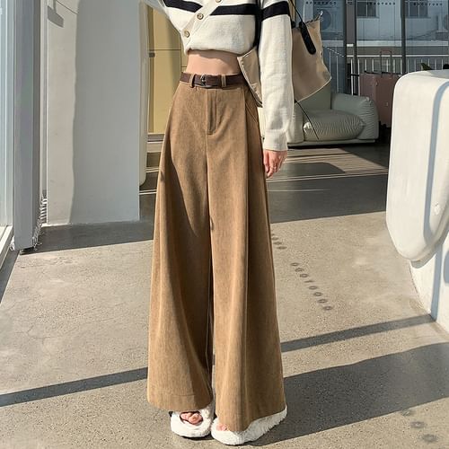 High-Waist Corduroy Wide-Leg Pants