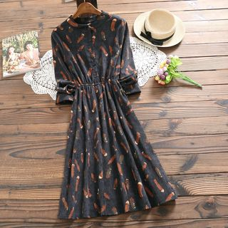 a line midi dress long sleeve