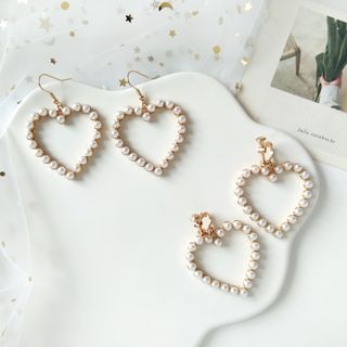 isle faux pearl heart earring drop