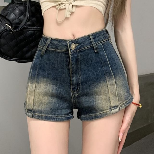 Sisyphi-Mid Rise Washed Denim Hot Pants