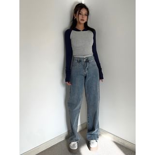 Colada Washed High-Waist Straight-Cut Jeans