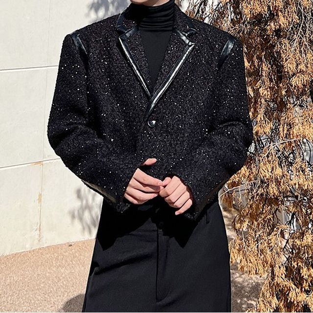 Omozando-Long-Sleeve Tweed Cropped Jacket