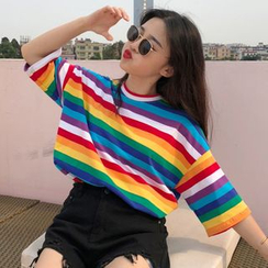 Closette - Striped Boxy T-Shirt Closette - Striped Boxy T-Shirt