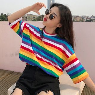 Closette - Striped Boxy T-Shirt | YesStyle