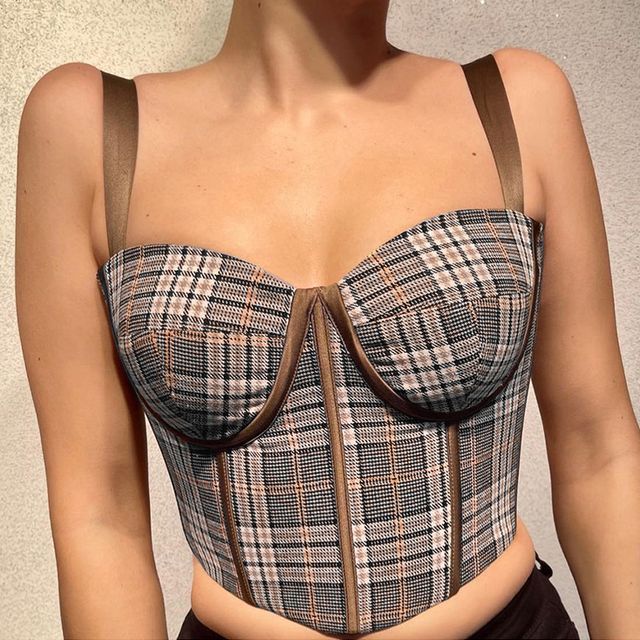 plaid bustier top
