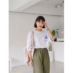 J-ANN - Band-Waist Linen Wide-Leg Pants J-ANN - Band-Waist Linen Wide-Leg Pants