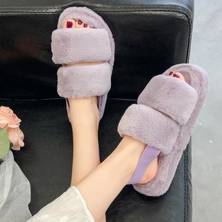 fluffy slingback slippers