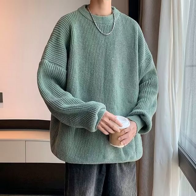 Urtishia-Crew Neck Plain Sweater