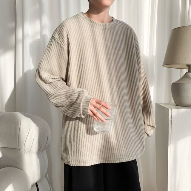 Priam-Long Sleeve Round Neck Plain Top