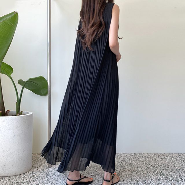 accordion pleated midi dress EUX Accordion Pleated Midi Dress Green/black / Xl