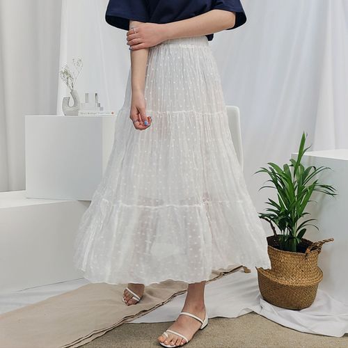 Tiered Chiffon Maxi Dot Skirt