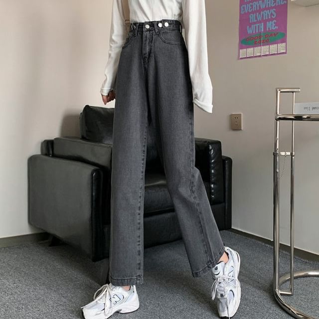 Sisyphi-High Waist Straight Leg Jeans