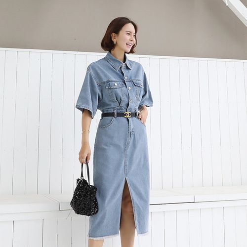 1960s SWEETHEART 💙 lightweight denim tunic dress 💙 pin tucked pleated  front with red stitching & button detail .. Peter Pan collar and… |  Instagram