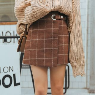 TREEZIN Plaid Mini Skirt | YesStyle