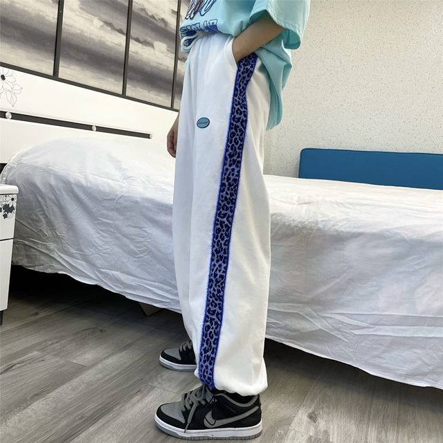 Chikee-Leopard Trim Jogger Pants