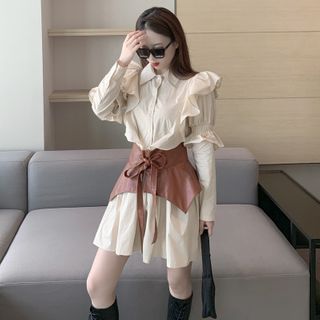 Long Sleeves With Belt High Waist