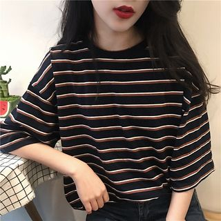 Windflower - Striped Boxy T-Shirt | YesStyle