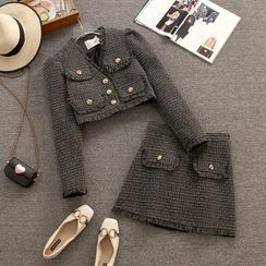 Windcatcher - Short-Sleeve Button-Up Tweed Jacket