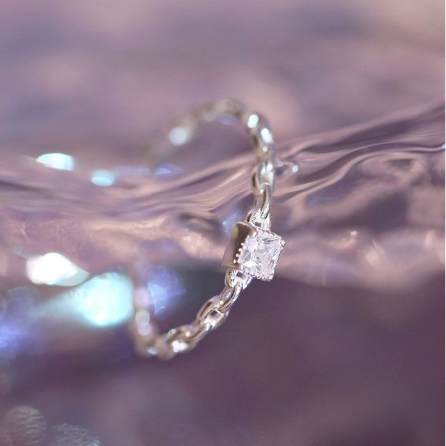 pexrl jewelry-925 Sterling Silver Rhinestone Open Ring