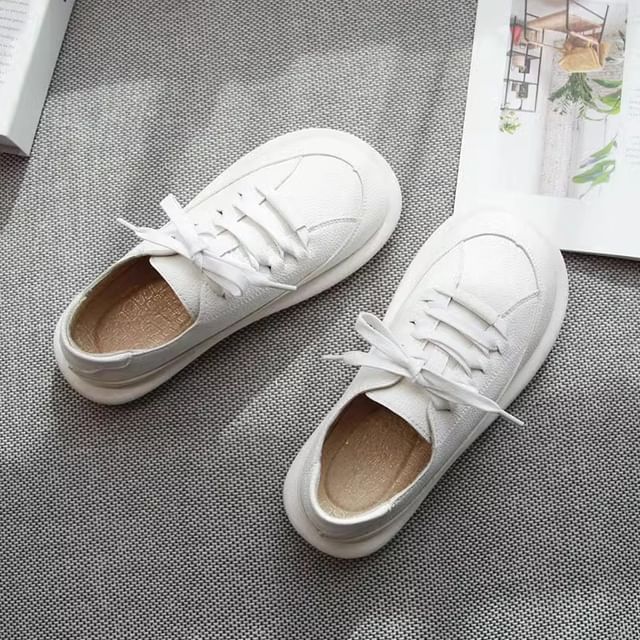 Freesia-Faux Leather Lace-Up Sneakers