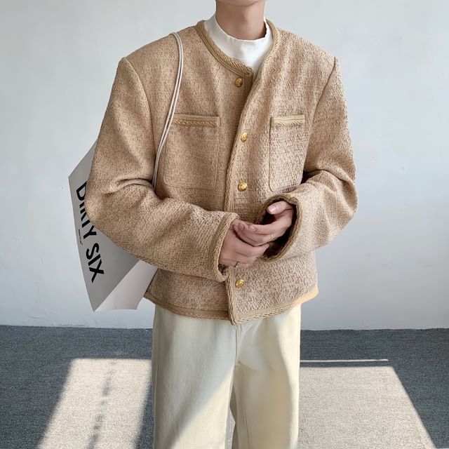 ravewider-Melange Button-Up Jacket