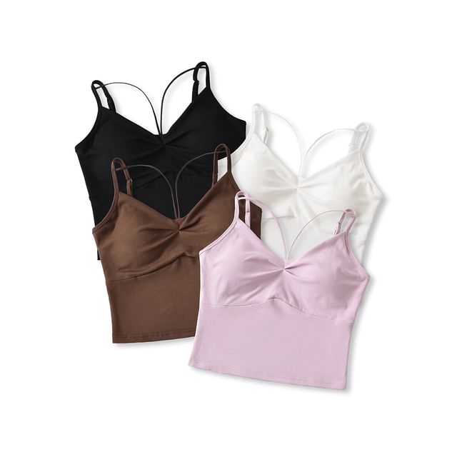 Asiris-V-Neck Plain Padded Camisole Top