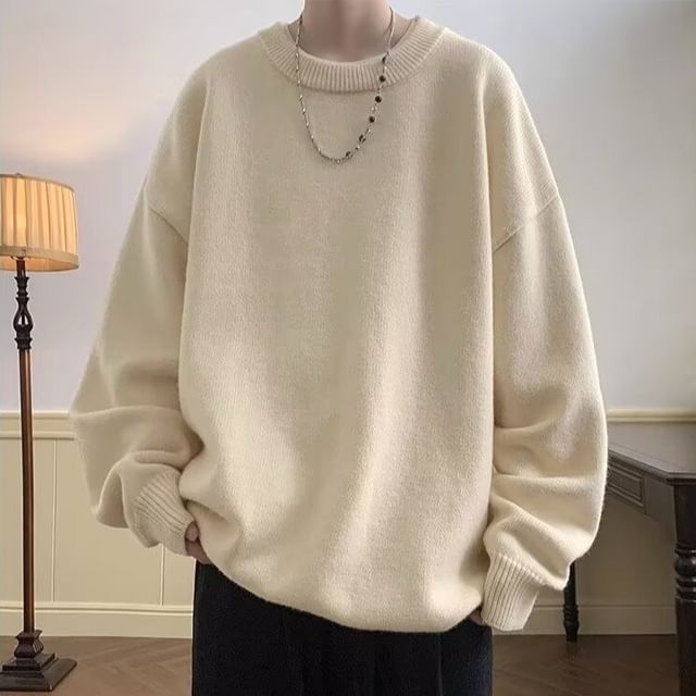 Lingaris-Crew Neck Plain Sweater