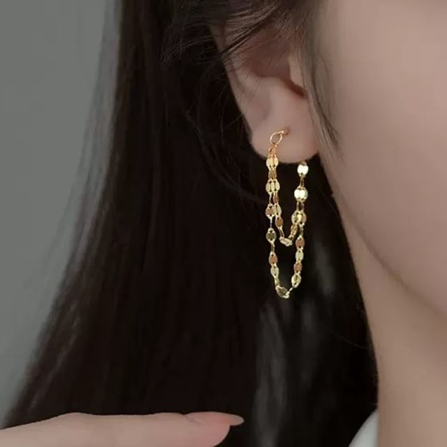 Kamuel-Layered Chain Sterling Silver Dangle Earring