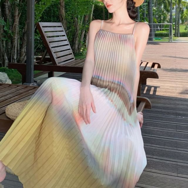 open lace back dress Well Versed Pleated Mini Dress Tie Dye Blue Multi– Selfie Leslie main image 0