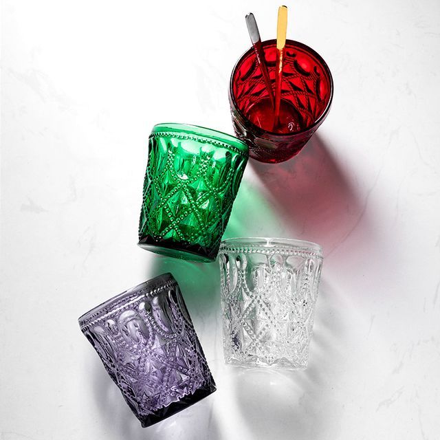 Moonap-Retro Embossed Glass Drinking Cup