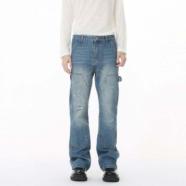 FAERIS-High Waist Washed Loose Fit Jeans