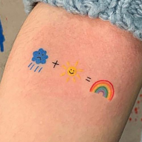 Tattoo tagged with: heart, rainbow, splatter, thigh, tv | inked-app.com