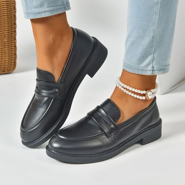 Asterisk-Faux Leather Penny Loafers