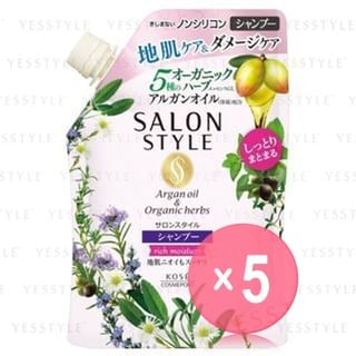 Kose - Salon Style Argan Oil & Organic Herbs Shampoo Rich Moisture 5pcs Bundle Set