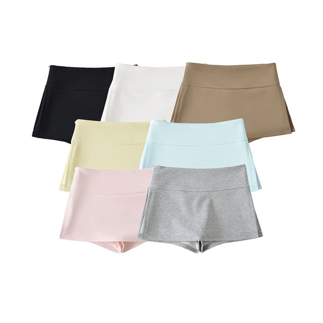 Ulark-High Waist Plain Mini Skorts