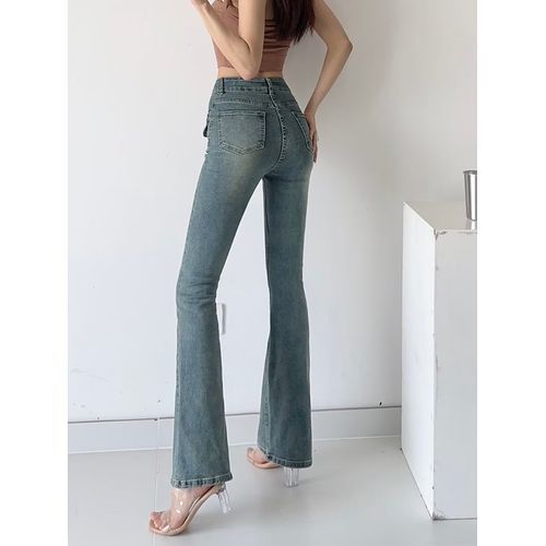 DADANA - High Waist Washed Flared Jeans