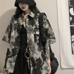 Malnia Home - Elbow-Sleeve Camo Cargo Shirt Malnia Home - Elbow-Sleeve Camo Cargo Shirt