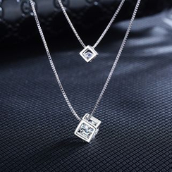 Knick Knack - Layered Caged Rhinestone Pendant Necklace Knick Knack - Layered Caged Rhinestone Pendant Necklace
