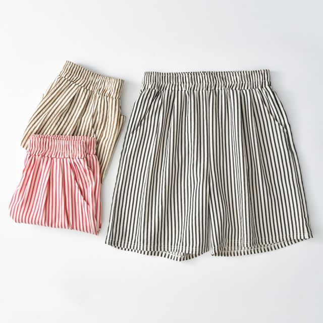 KUMI-Striped Loungewear Shorts