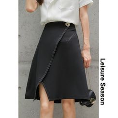 Sonne - Stitched Asymmetric Mini Skirt