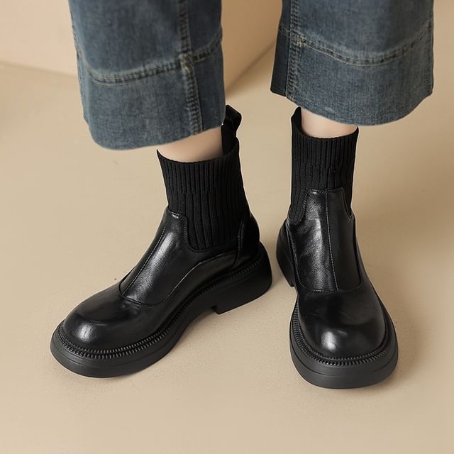 Cinnabelle-Platform Chunky Heel Sock Boots