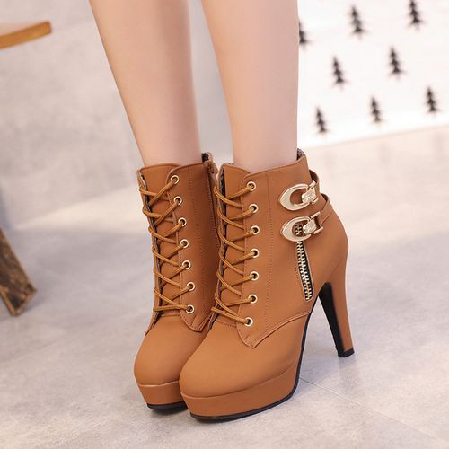 Lace up ankle booties on sale heels