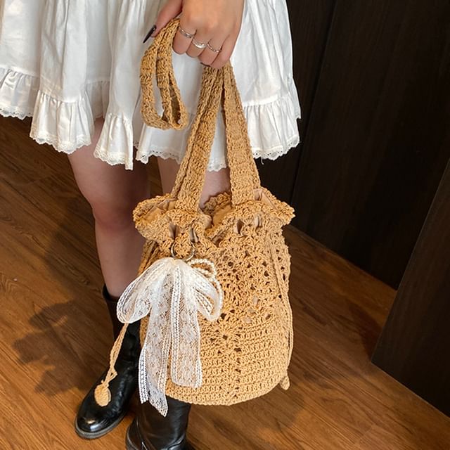 Skyglow-Plain Crochet Bucket Bag