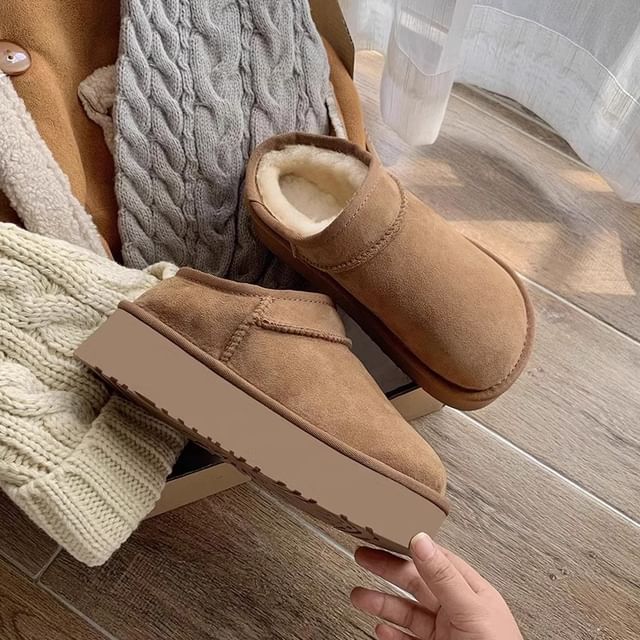 Queen Zoo-Platform Plain Ankle Snow Boots